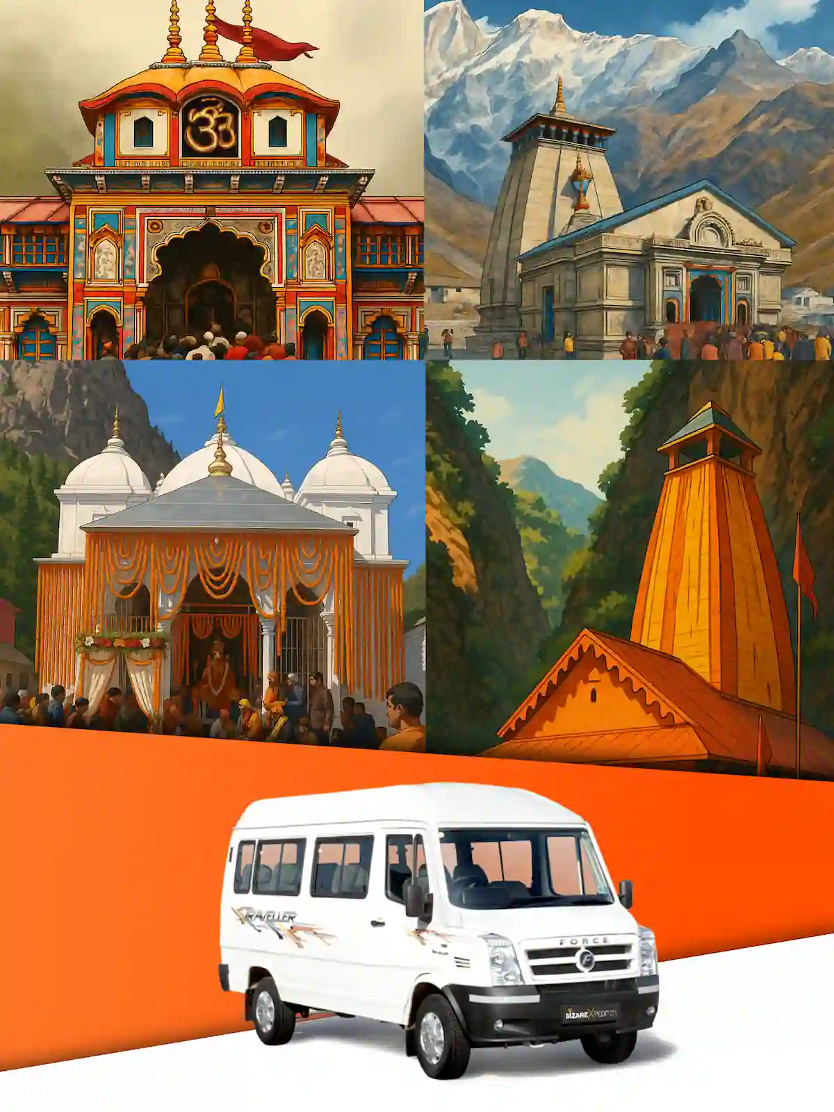 Delhi to Char Dham Yatra by Tempo Traveller
