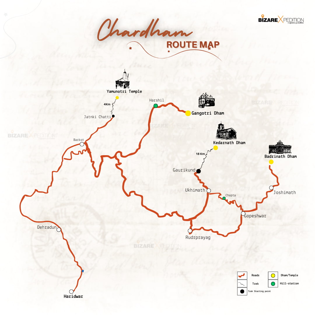 chardham yatra route map